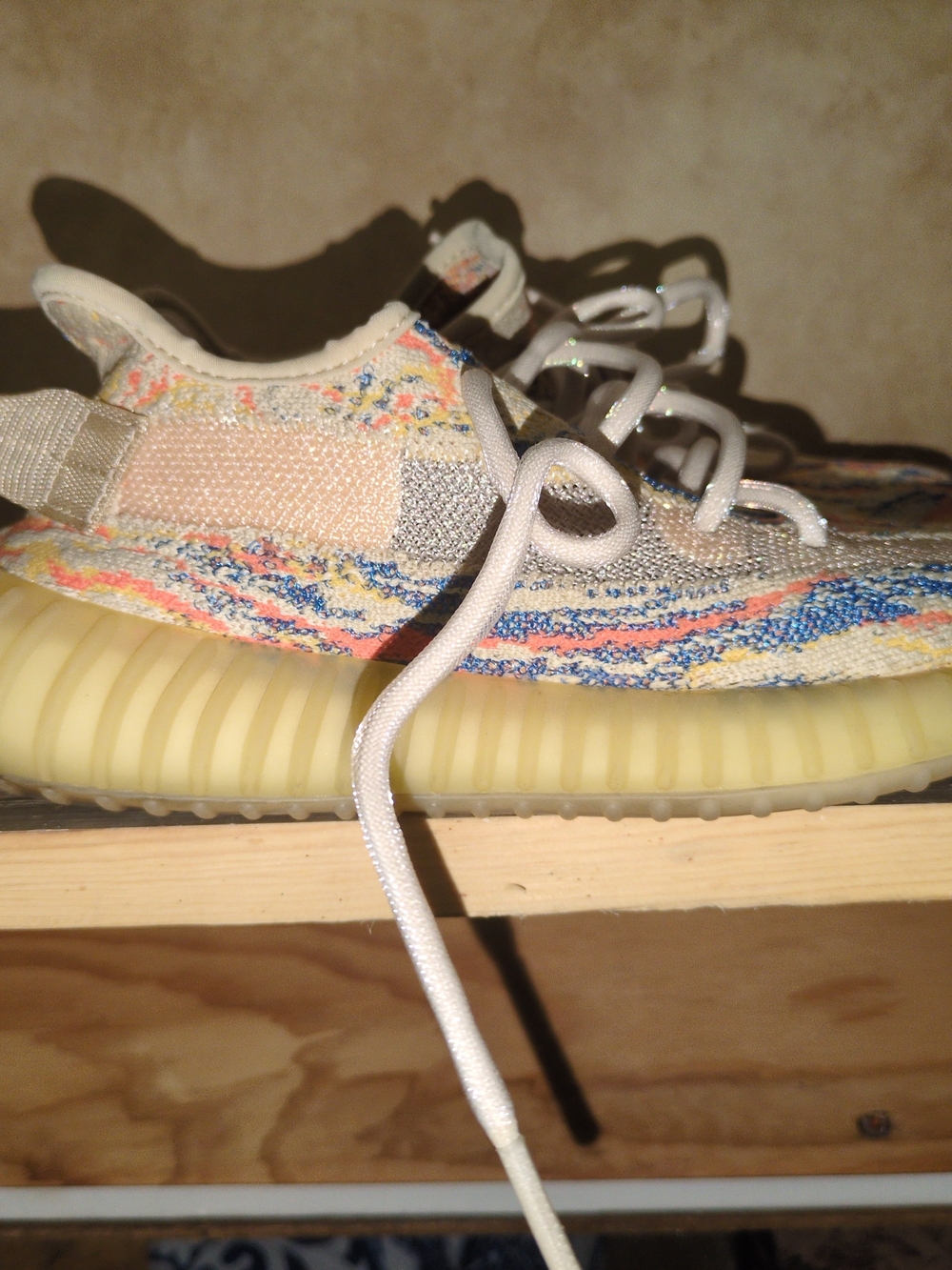 Multicolor Knit Athletic Sneaker with Cream Ribbed Sole